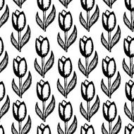 Floral pattern with black tulips