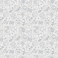 valentine&#039;s day line icon pattern set