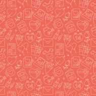 valentine&#039;s day line icon pattern set N2