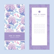 Vector soft purple flowers vertical frame pattern invitation greeting cards