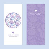 Vector soft purple flowers vertical round frame pattern invitation greeting N2