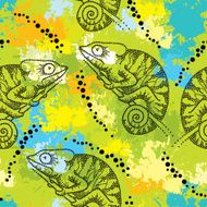 Seamless pattern with dotted black Chameleon
