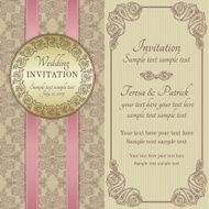 Baroque wedding invitation gold brown and beige