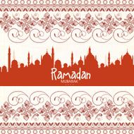 Floral greeting card for Ramadan Mubarak celebration