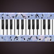Piano with musical notes