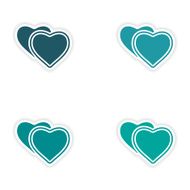 assembly realistic sticker design on paper hearts love