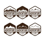set of vintage labels adventure camp