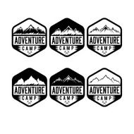 set of vintage labels adventure camp N2