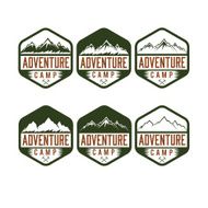 set of vintage labels adventure camp N3