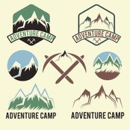 set of vintage labels adventure camp N4
