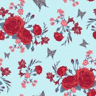 Beautiful Seamless Background with Victorian Roses in Vintage Style