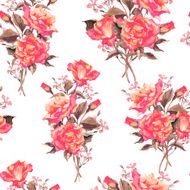 Summer Seamless Watercolor Pattern with Red Roses N2