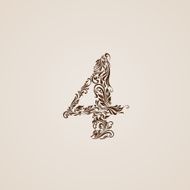 Decorated four digit on beige