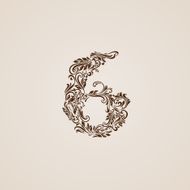 Decorated six digit on beige