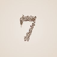 Decorated seven digit on beige