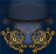floral design element on dark blue background