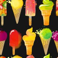 Ice Cream Watercolor vector background pattern N3