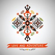 Vector colorful decorative element on native ethnic style N19
