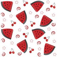 Cherry and watermelon vector pattern