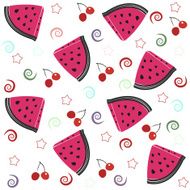 Cherry and watermelon vector pattern N2