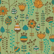 Seamless pattern in vector made of flowers and leaves N4