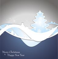 Christmas card with tree and snowflakes N6