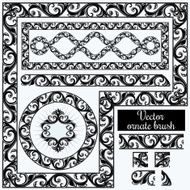 Decorative ornate design elements and brush for illustrator N7
