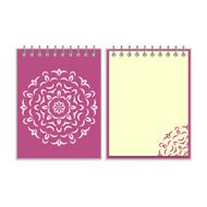 Spiral purple cover notebook with round ornate pattern