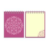 Purple cover notebook with round floral pattern