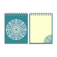 Blue cover notebook with round pattern