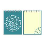 Spiral blue cover notebook with round ornate pattern