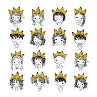 Girls princess with crown on head for your design