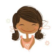 Cute Girl Smiling Sketch For Your Design N75