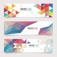 Vector banners with abstract multicolored polygonal mosaic background