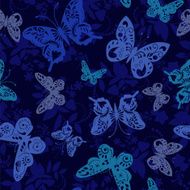 butterflies on Dark Blue background - Illustration