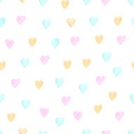 Seamless colorful watercolor painted hearts pattern