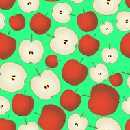 colorful apple fruits and half seamless pattern eps10