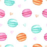 Seamless pattern colorful watercolor macaroons Vector illustration