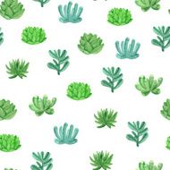 Watercolor seamless pattern with house plants in pots N3