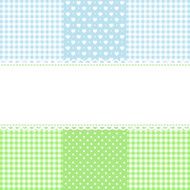 Lace border on fabric checked background