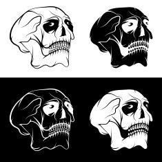set of skulls with eyes vector design template