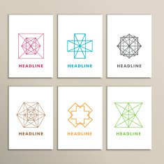 Set bright abstract shapes on a white background