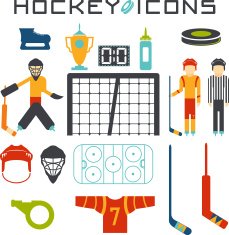 flat design icons of hockey N2
