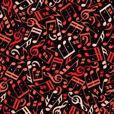 Red musical notes seamless pattern