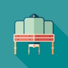 Art deco dressing table flat square icon with long shadows