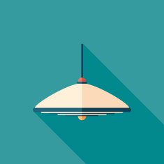 Pendant lamp flat square icon with long shadows