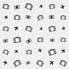 Geometric simple monochrome minimalistic vector holiday pattern suitcase or bag N4