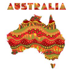 Patterned Australia Continent With Art Title