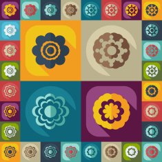 Flat modern design with shadow icon flower N27