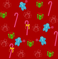pattern for wrapping paper and filled with candy gingerbread